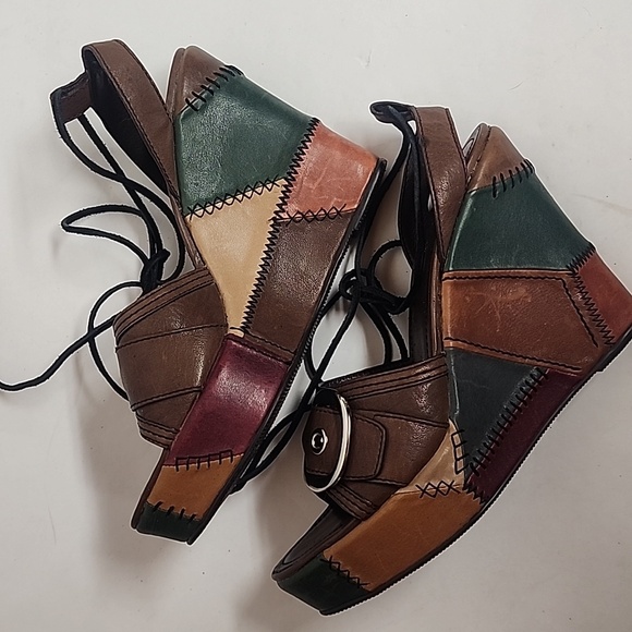 Coach Womens Kayle Patchwork Platform Sandals - Brown, Green, Burgundy Sz 7M - Picture 7 of 11